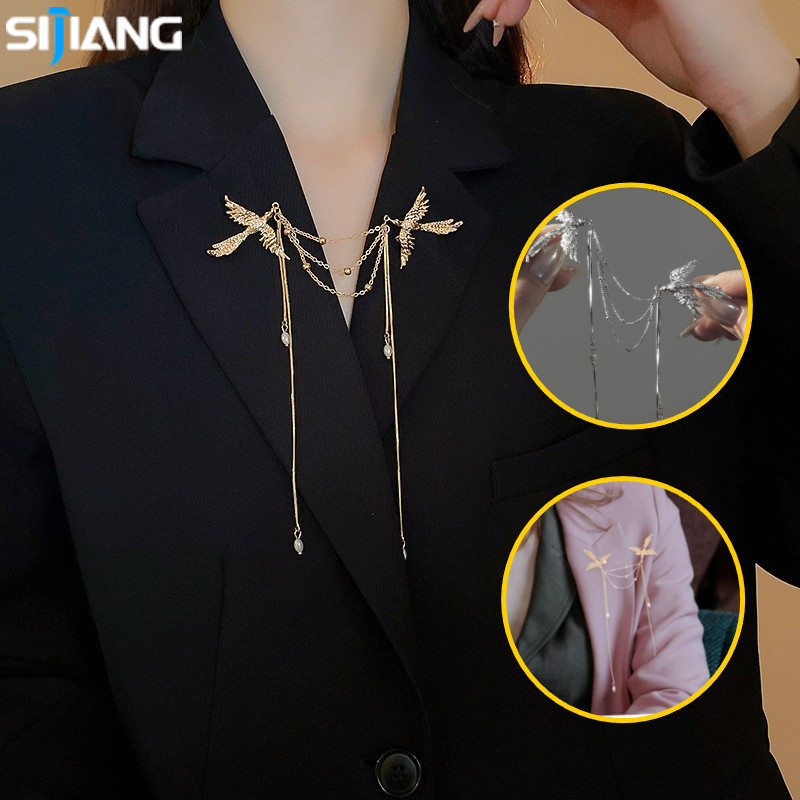 XIJIANG Phoenix Aesthetic พู่เข็มกลัด / อุปกรณ์เสริมแฟชั่นลําลอง L290 / ไดอารี่โลหะและมุก