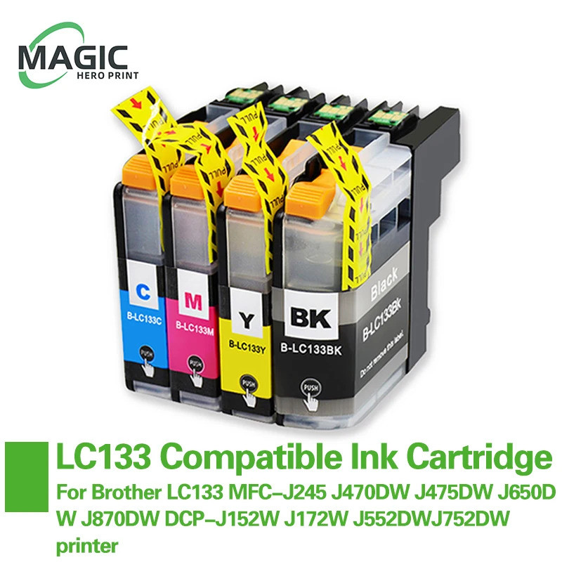 4pcs ตลับหมึกสําหรับ Brother LC133 MFC-J245 J470DW J475DW J650DW J870DW DCP-J152W J172W J552DW J752D