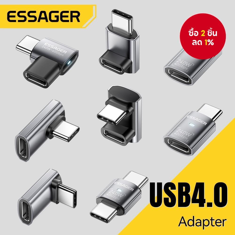 อะแดปเตอร์ OTG Essager USB4.0 40Gbps รองรับการชาร์จเร็ว 240W อะแดปเตอร์ข้อมูล USB Type C มุม 90 องศา สําหรับโทรศัพท์ MacBook แล็ปท็อป 8K60Hz