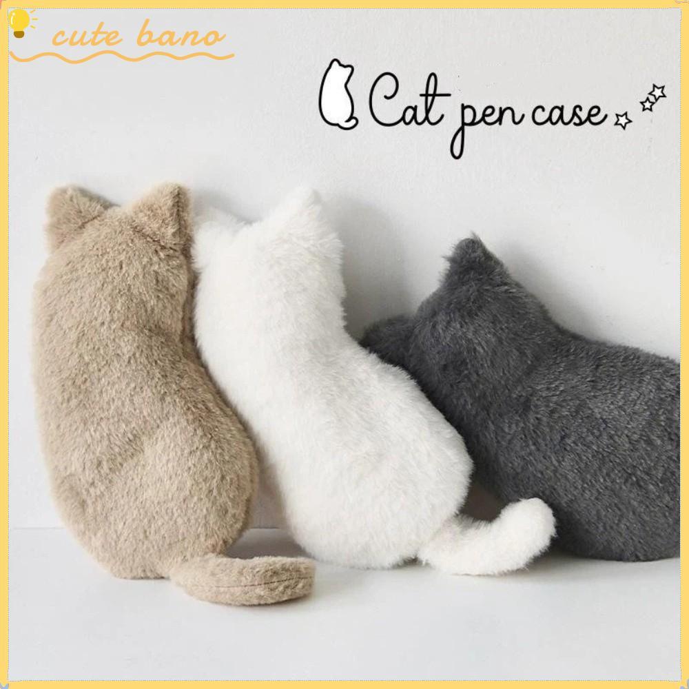 BANO ตุ๊กตาแมวดินสอ ,ของขวัญคริสต์มาสเครื่องเขียนเก็บกระเป๋าดินสอตุ๊กตา,น่ารักหลายสีความจุขนาดใหญ่สีทึบนักเรียนเครื่องเขียนออแกไนเซอร์นัก