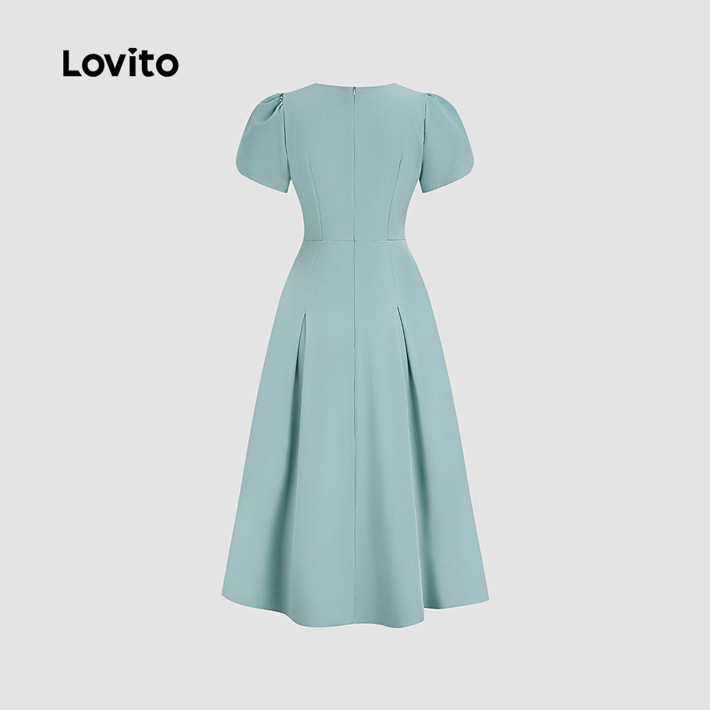 Lovito ชุดเดรสหรูหราสองชั้นสำหรับฤดูใบไม้ผลิ/ฤดูร้อน สีเขียว สำหรับผู้หญิง L157ED490 - รูปที่ 4