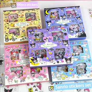 ชุดสติ๊กเกอร์ Sanrio/Kuromi 100 แผ่น กล่องใหญ่ วัสดุ PVC น่ารัก กันน้ำ ลวดลายสวยงาม สติกเกอร์ตัดแบบไม่สม่ำเสมอ สติกเกอร์