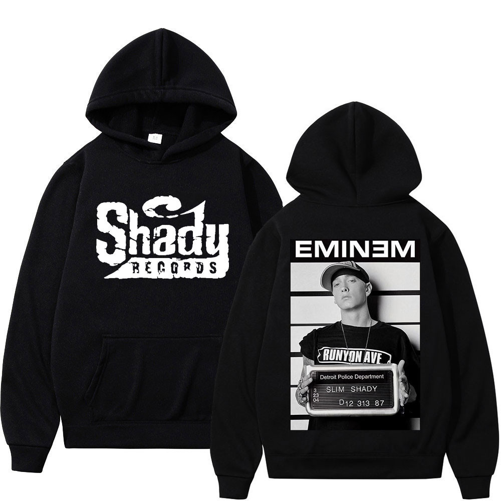 Rapper Eminem พิมพ์สองด้าน Hoodie ผู้ชายผู้หญิง Hip Hop Vintage ขนาดใหญ่ Hoodies แนวโน้มแฟชั่น Hoode