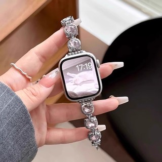 Bling Diamond สายรัดข้อมือสแตนเลสสําหรับ Xiaomi band 9pro 8pro สายคล้องน่ารัก Kitty redmi นาฬิกา 6 5 4 band 10 nfc S4 41 มม.สร้อยข้อมือโลหะผู้หญิงพรีเมี่ยม 18 มม.20 มม.22 มม.
