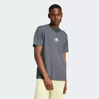 adidas ไลฟ์สไตล์ เสื้อยืดพิมพ์ลาย Lounge Pizza ผู้ชาย สีเทา JN2400