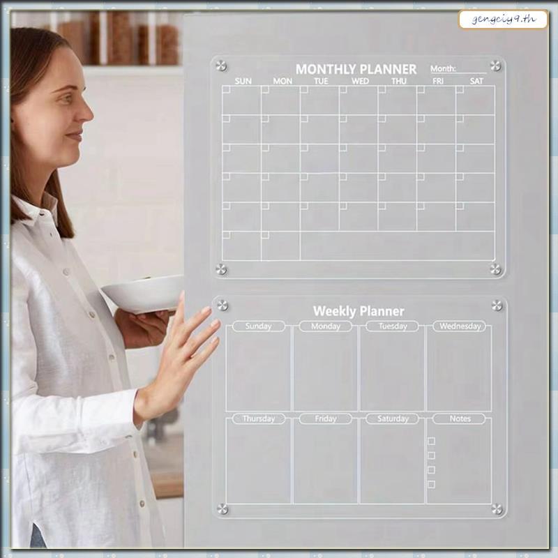 [ZOBM] Magnetic Acrylic Calendar Board Markers & Magnetic Pen Holder สําหรับตู้เย็นตู้เย็นรายเดือนแห