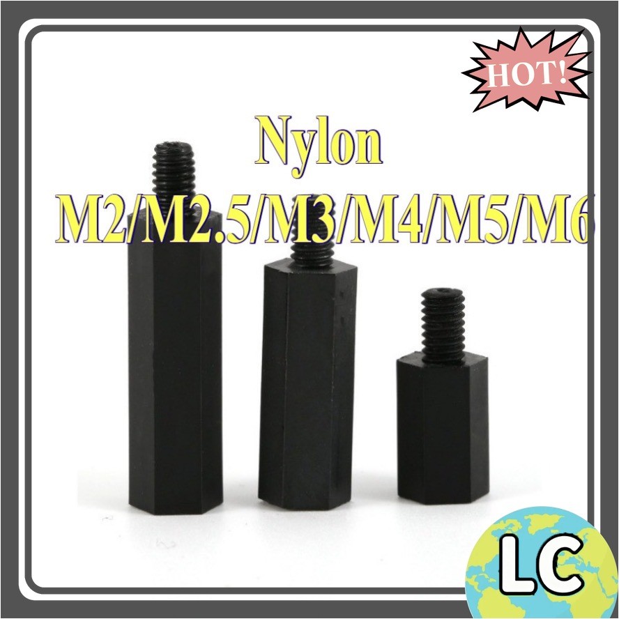 คอลัมน์ไนลอนหกเหลี่ยมหัวเดียว, คอลัมน์แยก, คอลัมน์รองรับ, คอลัมน์สเปเซอร์, สกรูแกนพลาสติก M2/M2.5/M3