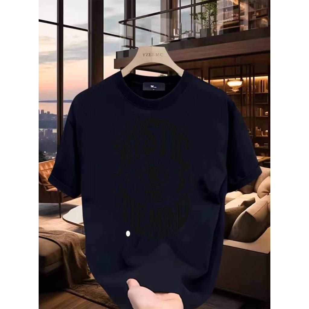 เสื้อยืดไซส์ใหญ่สไตล์อเมริกัน พิมพ์ลายกราฟฟิกเท่ห์ ทำจากผ้าฝ้ายแท้ ระบายอากาศได้ดี แขนสั้นและคอรอบ - รูปที่ 6