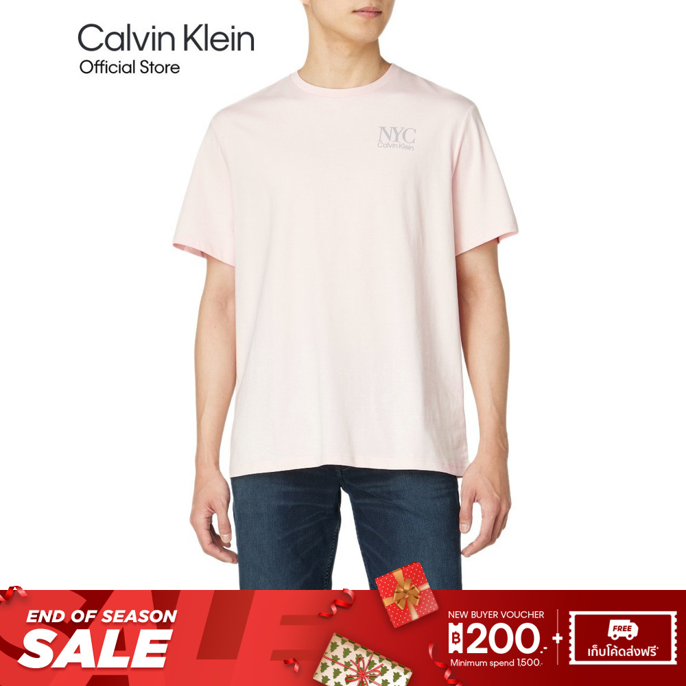 CALVIN KLEIN เสื้อยืดคอกลมแขนสั้นผู้ชาย ทรง Regular รุ่น 4RB813G LN4 - สี Blush Pink