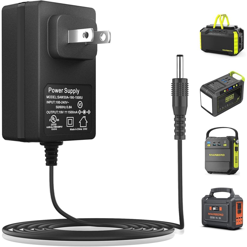 MARBERO 19V AC/DC อะแดปเตอร์สายไฟปลั๊กใช้งานร่วมกับ MARBERO M82 M82MAX M822 M822MAX M87 M88 M168 แบบ
