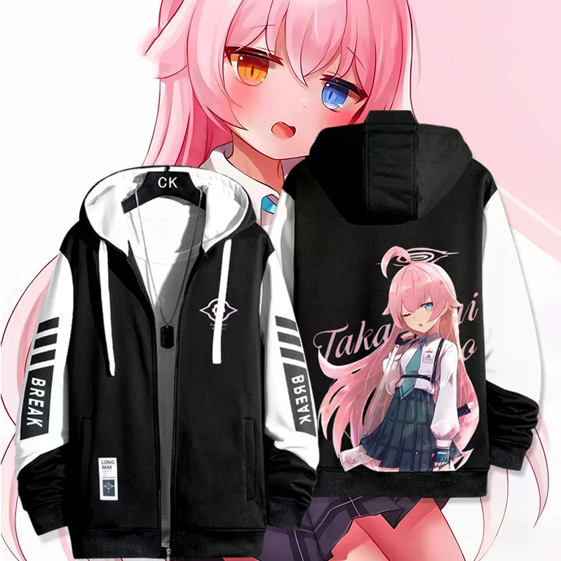 Hoodie พิมพ์การ์ตูน Blue Archive สไตล์ Harajuku และ Streetwear สำหรับทั้งผู้หญิงและผู้ชาย