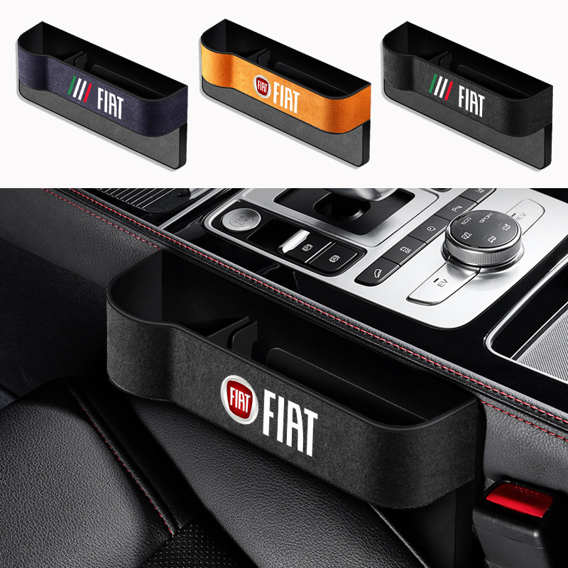 Fiat รถหนังนิ่มกล่องเก็บที่นั่งกล่องเก็บที่นั่งด้านข้าง ช่องว่าง กรีด กระเป๋ารถที่วางแก้วสําหรับ Fia