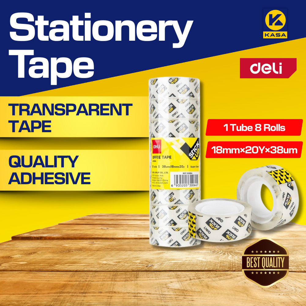 Deli Stationery Tape 18mm 20Y Super Clear Strong Adhesive เทปใสสําหรับ Office School Pita Lutsiner (