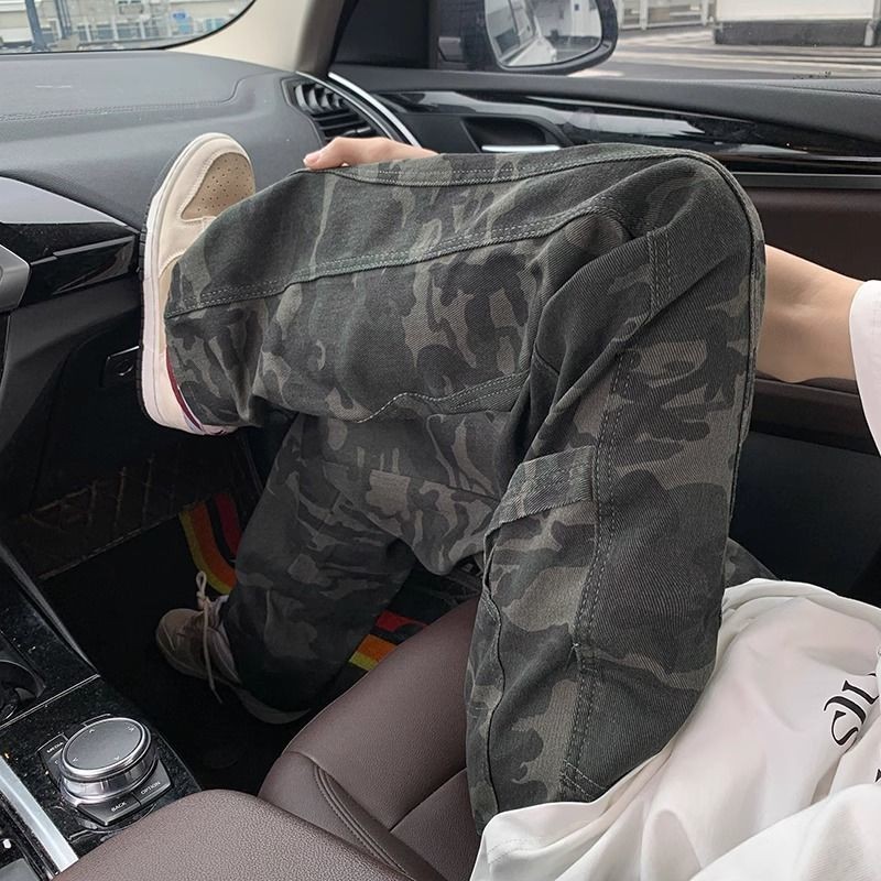 Cleanfit Camouflage Overalls สำหรับผู้ชายในฤดูร้อน มีสไตล์เรโทรแบบอเมริกัน และทรง.slim fit - รูปที่ 3