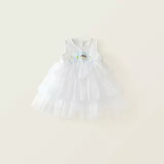Hania kids พร้อมส่ง ชุดเดรสสีขาวเด็กผู้หญิง เนื้อผ้านุ่ม ใส่สบาย ฟูฟ่องกำลังดี เหมาะทุกโอกาส K5125681