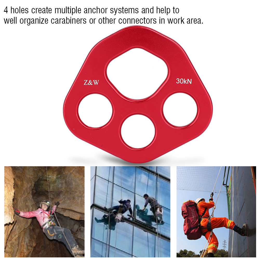 bluesky365-TH 30KN ปีนเสื้อผ้าแผ่นการบินอลูมิเนียมร็อคเชื่อมต่อเกียร์ที่มี 4 หลุมเหมาะสำหรับเชือกส่ว