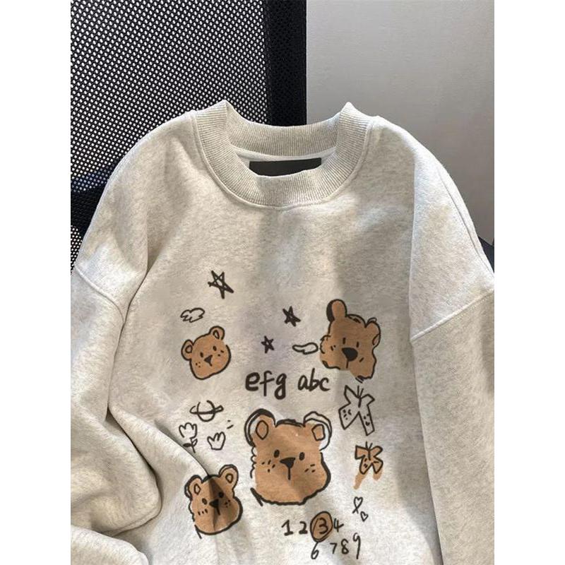 Winter Sweatshirt เสื้อสเวตเตอร์คอกลมผู้หญิง พิมพ์ลาย Kapipara แฟชั่น ใส่ได้ทั้งชายและหญิง เสื้อท็อป