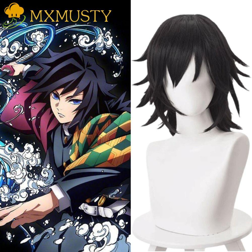 MXMUSTY Tomioka Giyuu Cosplay Wig, วิกสังเคราะห์สำหรับKimetsu No Yaiba, มีลักษณะเหมือนจริงทนความร้อน