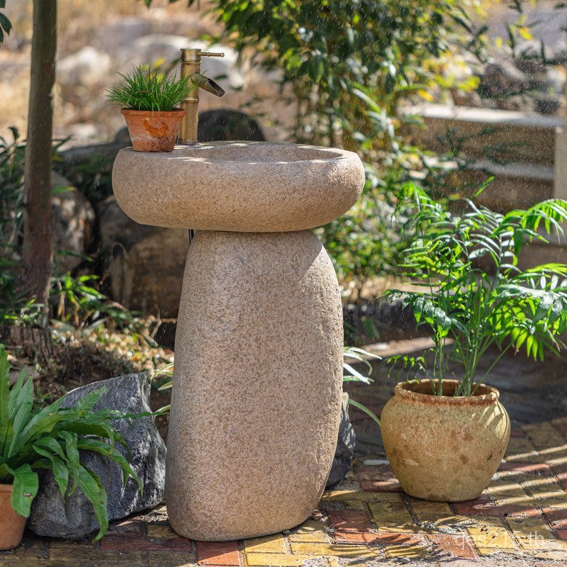 อ่างล้างหน้าอ่างล้างหน้า B & B Retro คอลัมน์อ่างล้างหน้า Villa s เลียนแบบหิน Courtyard Pebble อ่างล้