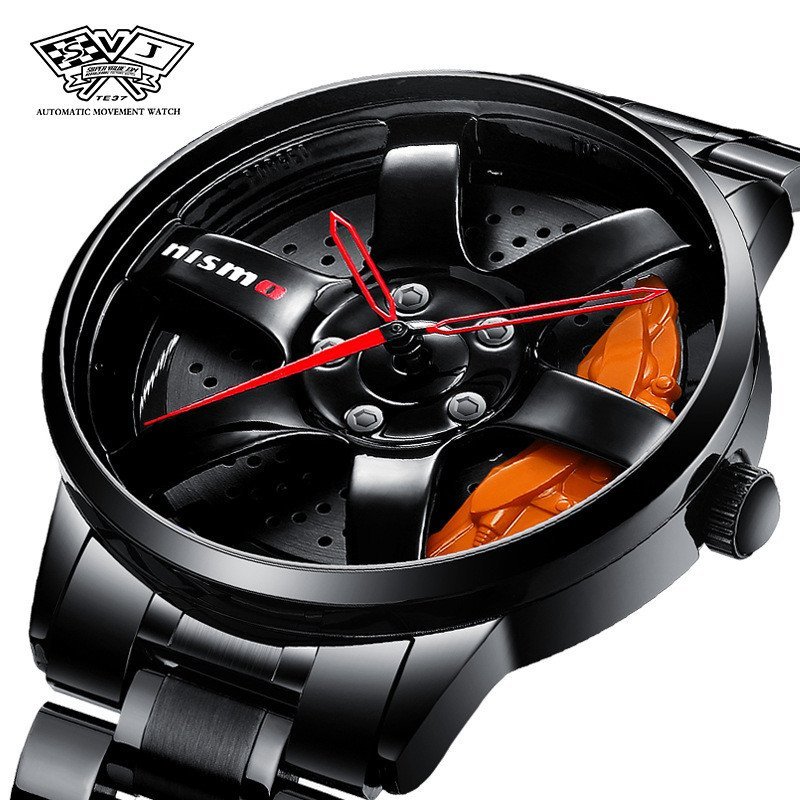 Svj ล้อแท้นาฬิกาผู้ชายนําเข้าการเคลื่อนไหวเบรคสามมิติกลวงหน้าปัดรถสปอร์ตดัดแปลงเทคโนโลยีสีดํากันน้ํา