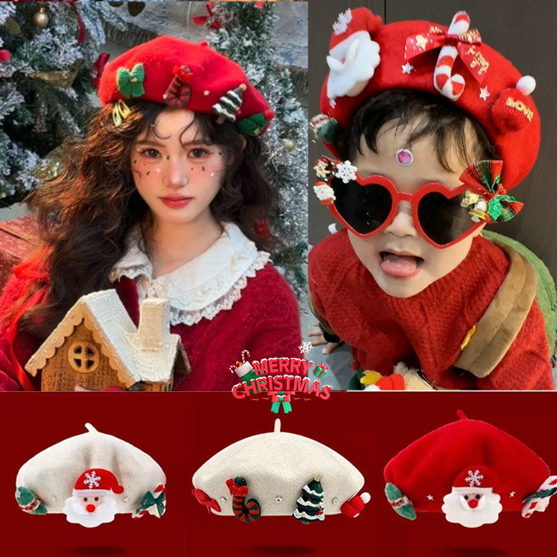 COD หมวก คริสต์มาส หมวกเบเร่ และนักเรียน ฤดูหนาว วัสดุขนสัตว์ ชุดแต่งคริสต์มาส