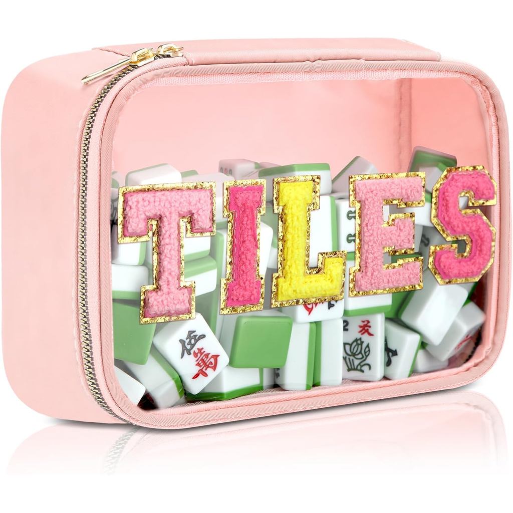 Empty Mahjong Tile Bag American PVC Clear Mahjong Case Size 166 Waterproof Zippered Storage Tile Hol