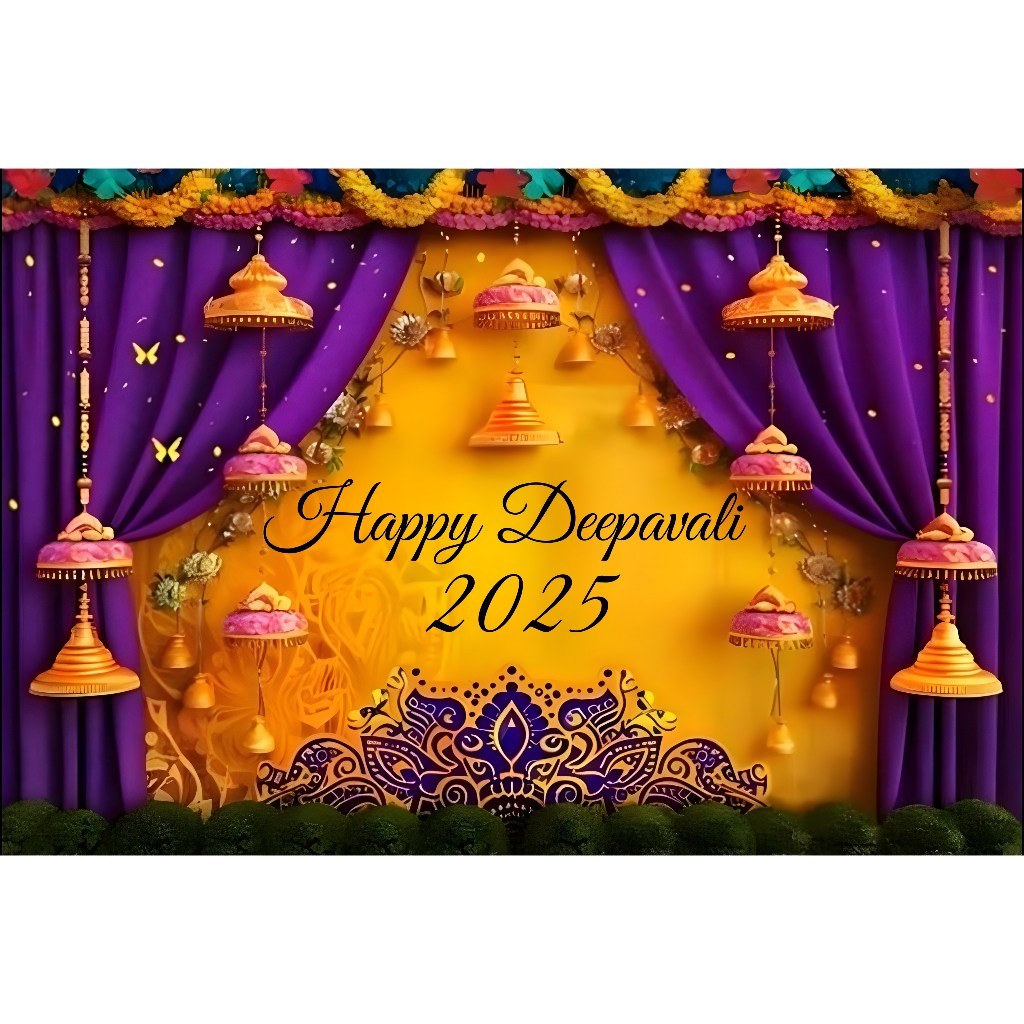 Happy Deepavali 2025 พื้นหลังการถ่ายภาพ Happy Diwali เทศกาลอุปกรณ์ตกแต่งปาร์ตี้