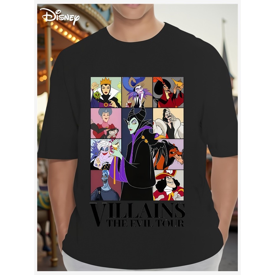เสื้อยืดผู้ชายลายตัวร้ายในซัมเมอร์จากDisney - รวมคาแรกเตอร์ Jafar, Cruella, Medusa, Ursula, Hades แล
