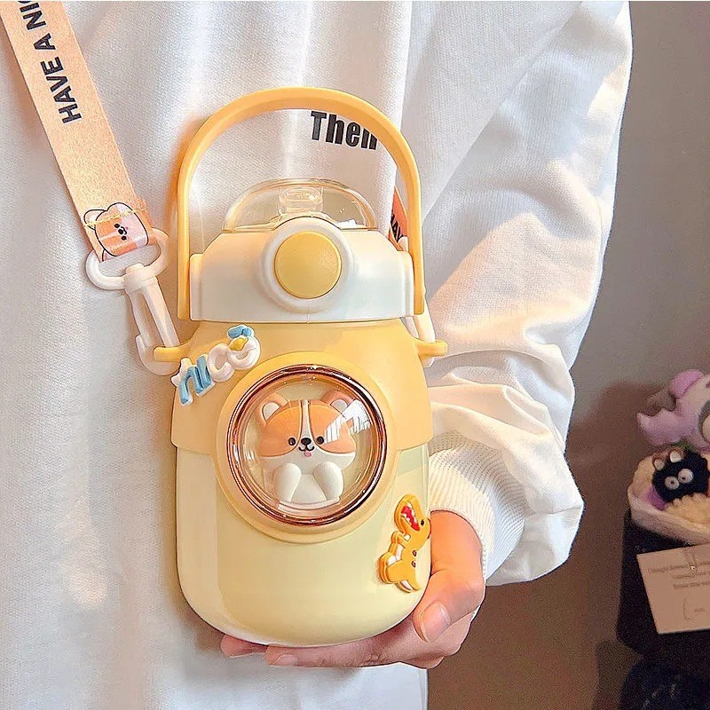 316 ถ้วยน้ําสไตล์อินเด็กถ้วยมูลค่าสูงสาวน่ารักสัตว์เลี้ยงสแตนเลสกระติกน้ําร้อนถ้วยท้องใหญ่น่ารักพร้อ