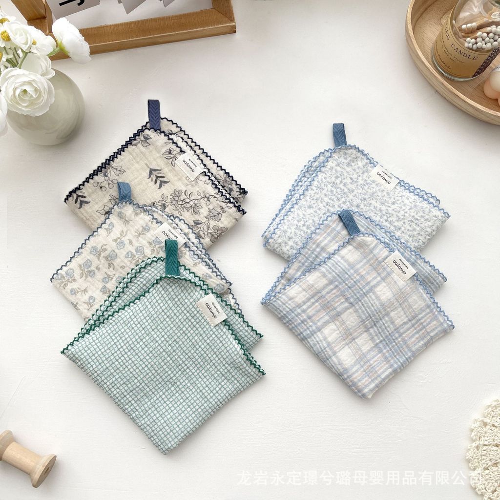 Dreamerhouse ดอกไม้เส้นด้ายฝ้ายบริสุทธิ์ Baby Face Towel ผ้าขนหนูเช็ดหน้า ผ้าขนหนูดูดซับเหงื่อ ผ้าเช็ดหน้าขนาดเล็ก Placemat