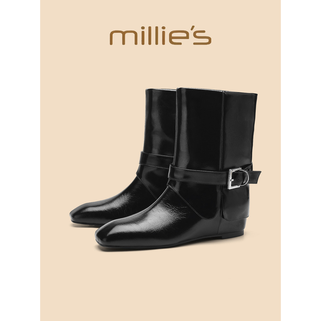 Millies Miaoli รองเท้าเชลซีผู้หญิง สไตล์อังกฤษเรโทร ดีไซน์หลอดสั้นและหนา