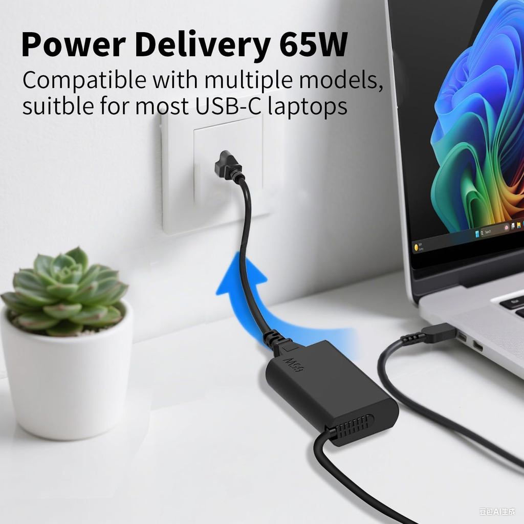 New Slim 65W USB C Laptop Charger Compatible with Lenovo Laptop and Thinkpad/Yoga/Chromebook USB Typ