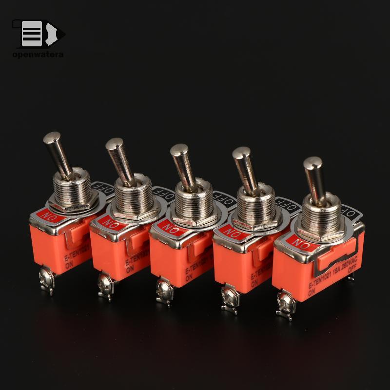 [GoodGirlm1] 5 ชิ้น SPST DPDT 250V 15A Toggle Switch 2 ตําแหน่งสลักเปิด-ปิด-เปิด E-TEN1322 1021 1122