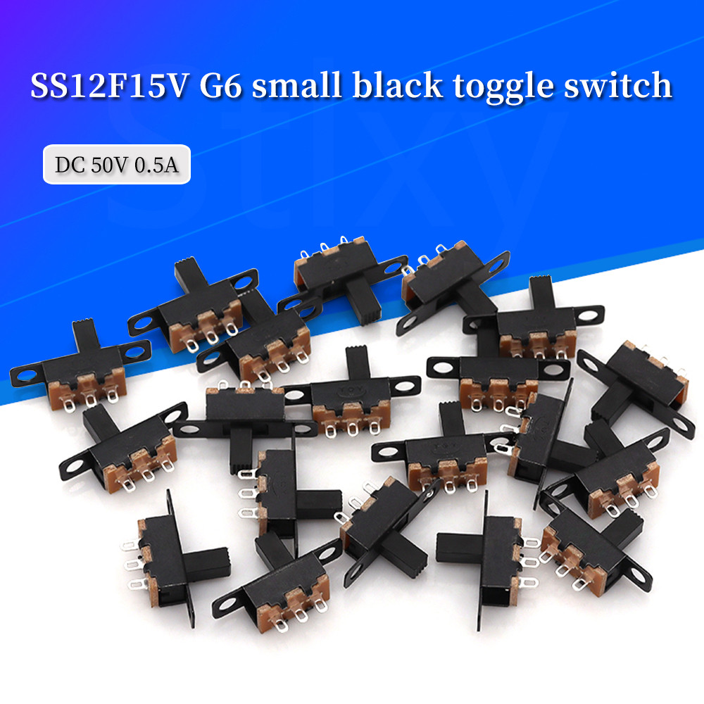 20-200pcs 50V 0.5A Mini ขนาดสีดํา SPDT สไลด์สวิทช์สําหรับ DIY Power โครงการอิเล็กทรอนิกส์ SS12F15 ON