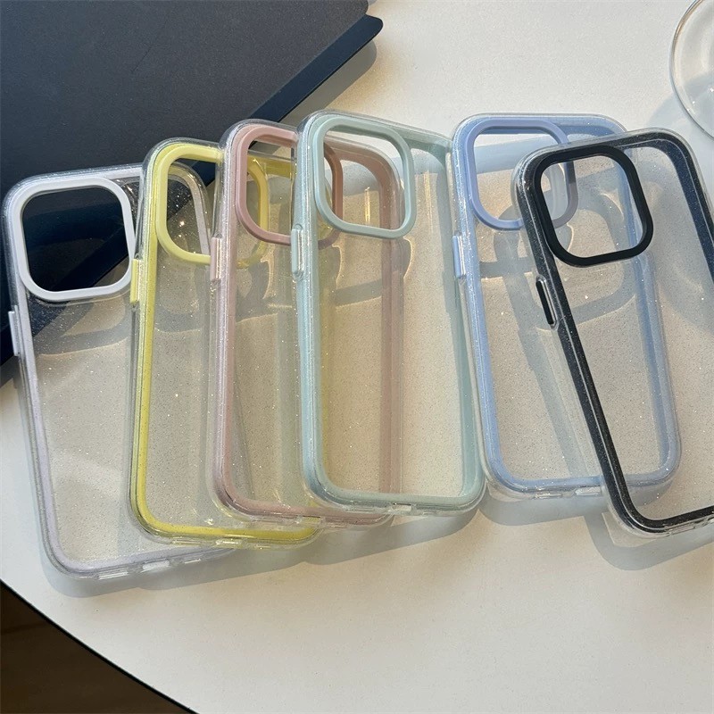 เคสโทรศัพท์ for iPhone 13 11 17 pro max Case iPhone 11 15 16 pro max 12 14 pro max เคสโทรศัพท์ 3-in-1 แบบใสแวววาว – โปรปัง