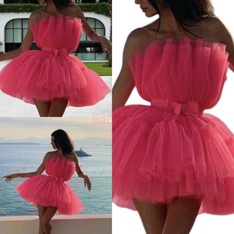 Strapless Tulle  Gown Dress with Bowknot Detail for Wedding Party Prom