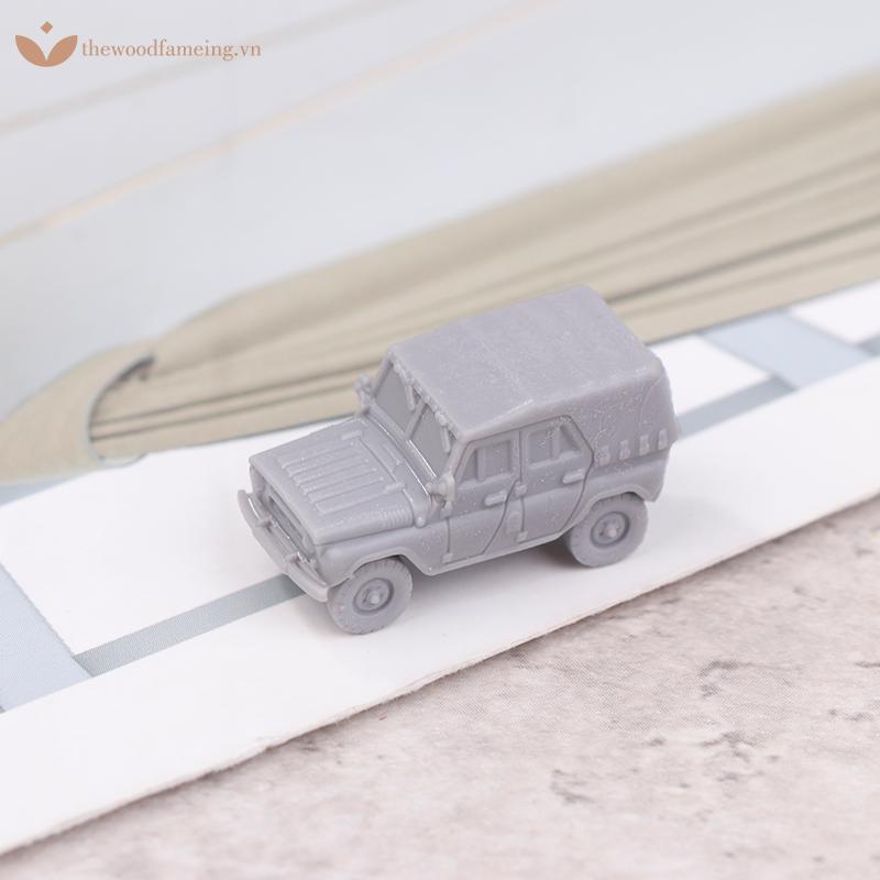 Thewoodfameing 1 PCS 1/144 Scale UAZ-469 4x4 High Utility สีเทารุ่นรถชุด 3D การพิมพ์ Scale รุ่น Jeep