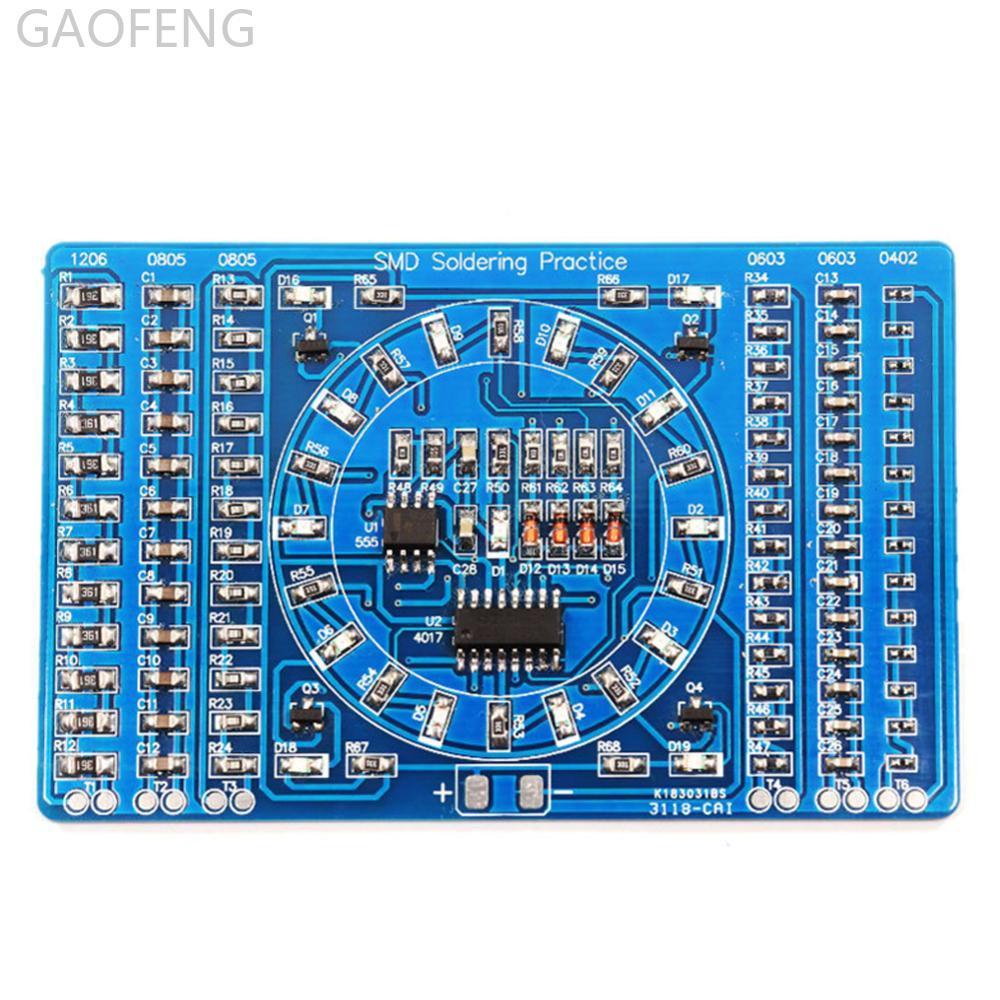 GAOFENG SMD Soldering Practice Board Kit CD4017+NE555 หมุน LED Board DIY ชุดบัดกรีทักษะการฝึกอบรมอิเล็กทรอนิกส์ส่วนประกอบชุด B4T9