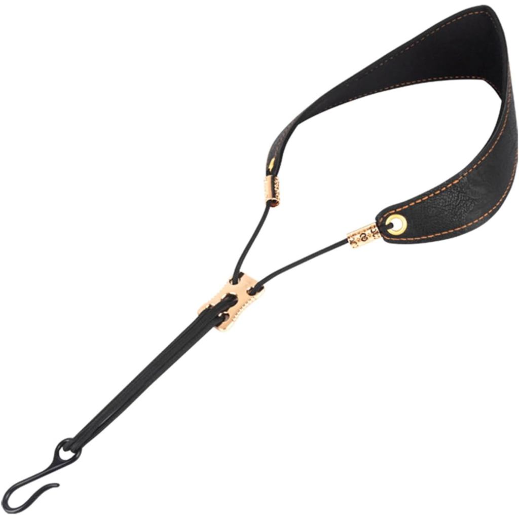 สายแซ็กโซโฟนแซกโซโฟนสายคล้องคอนุ่มหนัง PU เบาะเหมาะสําหรับ Alto Tenors Soprano Clarinet Oboe Sax หนั