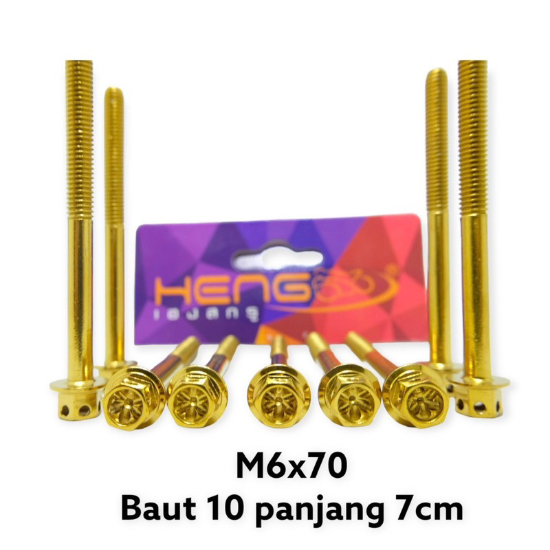 100% ORIGINAL GUARANTEEE สลักเกลียวดอกไม้ทองเงิน HENG bolt m6x70 6x70 เกลียว 10 ยาว 7 ซม. ORIGINAL T