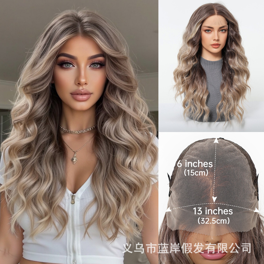 วิกผมลูกไม้สไตล์ยุโรปและอเมริกามีหลายเฉดสีทอง ขนาด 13x6 นิ้ว ผมหยิกธรรมชาติ