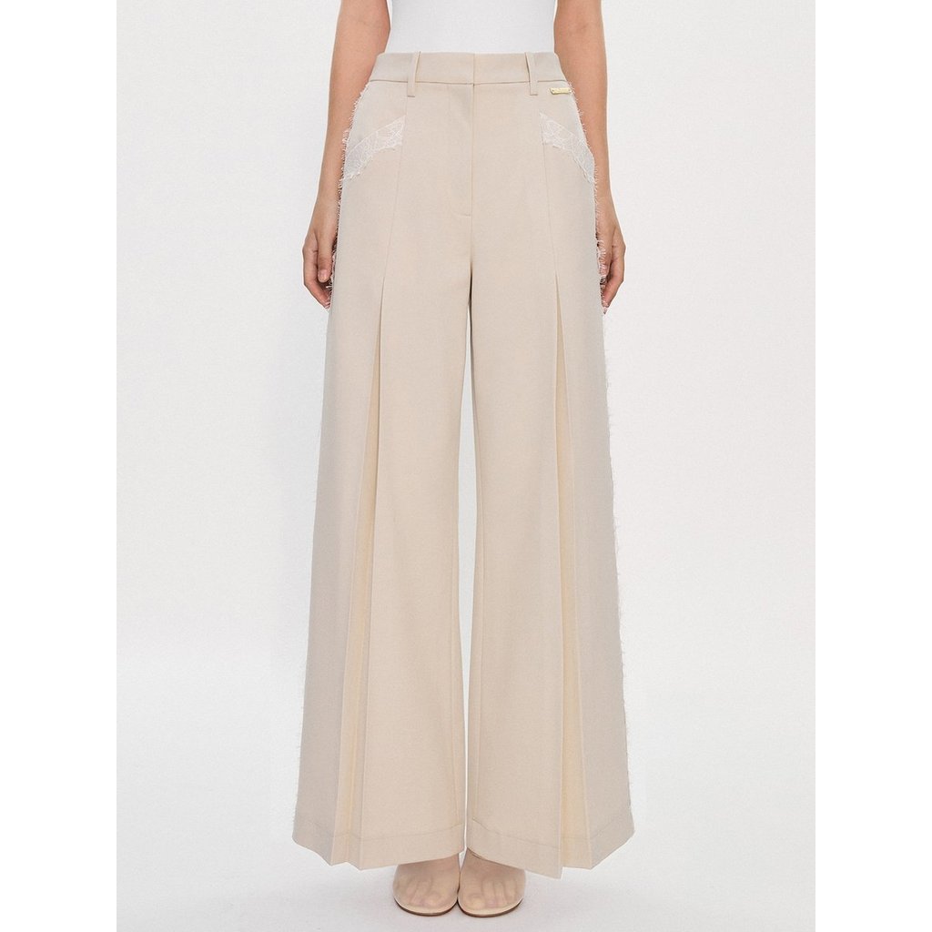 [Pomelo] Pomelo. x Janesuda กางเกงขายาวแต่งขอบลูกไม้ / Pomelo. x Janesuda Lace Trim Trousers