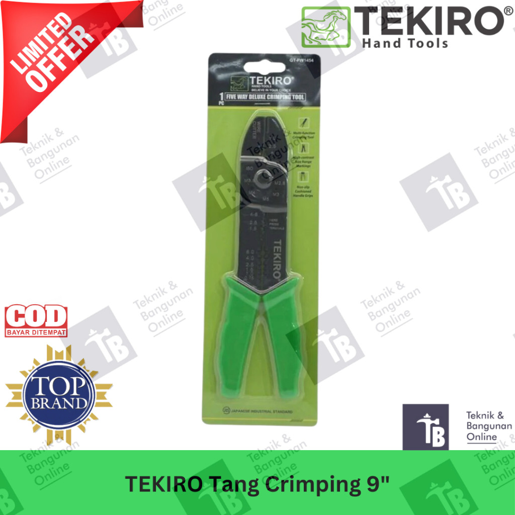 Tekiro Five Way Deluxe CRIMPING Tool 9" / 9 นิ้ว CRIMPING คีม / GT-FW1454