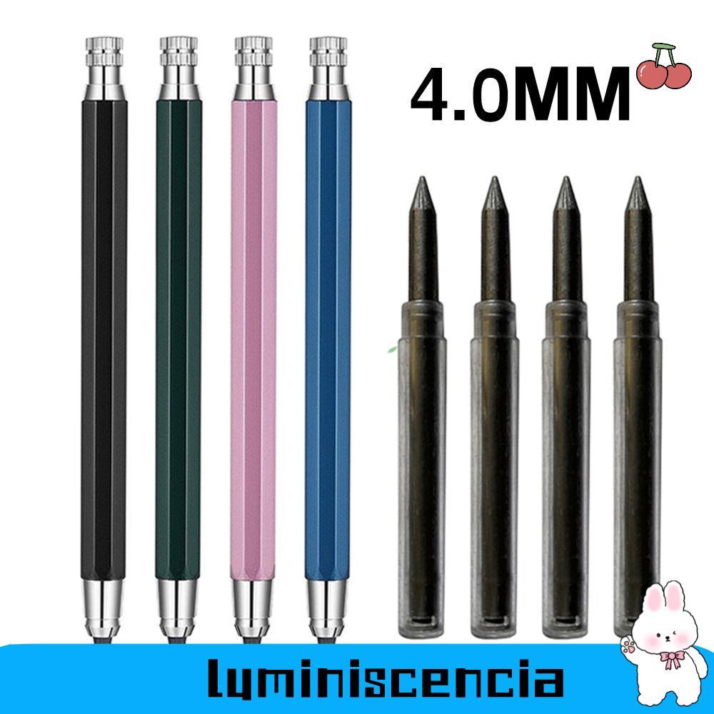 LUMINESCIA ดินสอกด, ดินสออัตโนมัติโลหะ 4.0 มม., 2B/4B/6B/8B/10B ดินสอเติมวาดเครื่องมือเขียน Sketch C