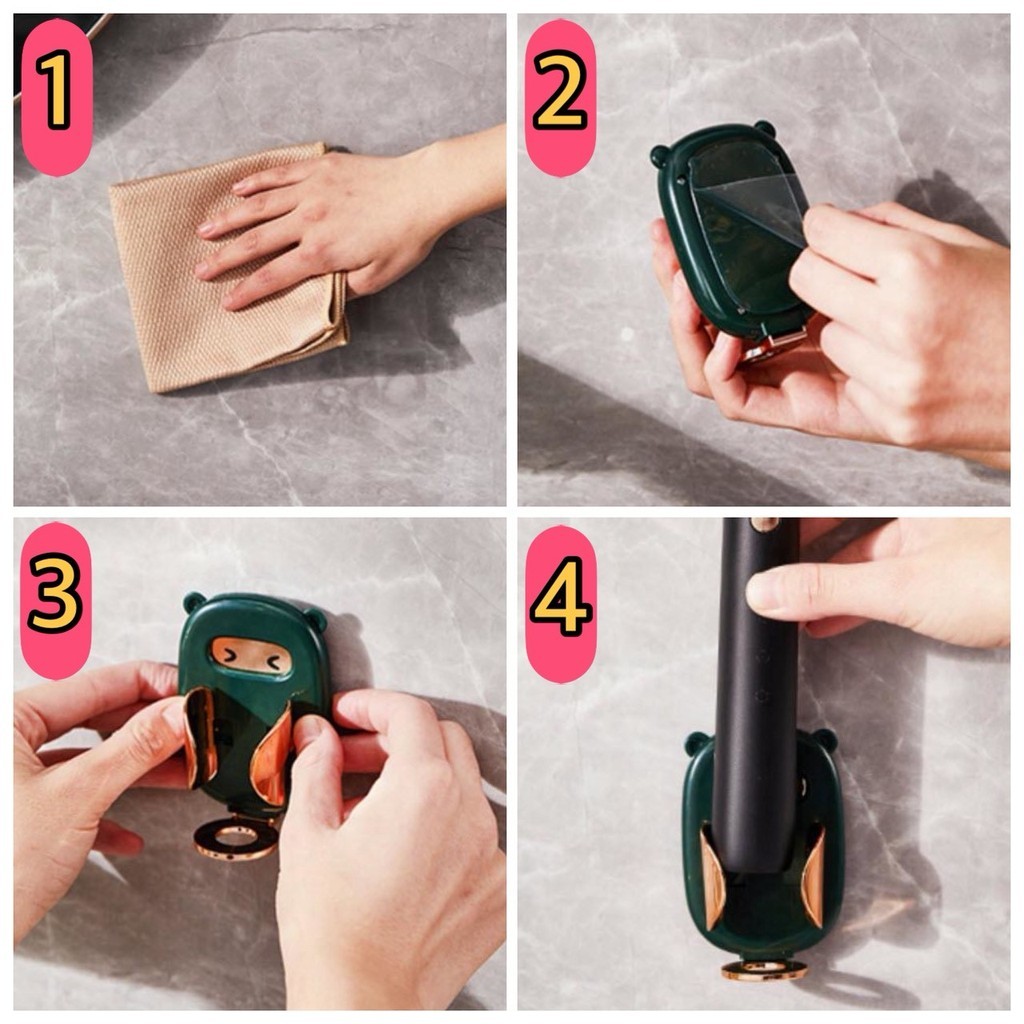 🔺 ที่วางแปรงสีฟัน ไฟฟ้า เก็บแปรงสีฟัน ใส่ แปรงสีฟัน ติดผนัง ไม่เต้องเจาะ แขวนของ เก็บของ ในห้องน้ำ ในครัว 🔺 - รูปที่ 4