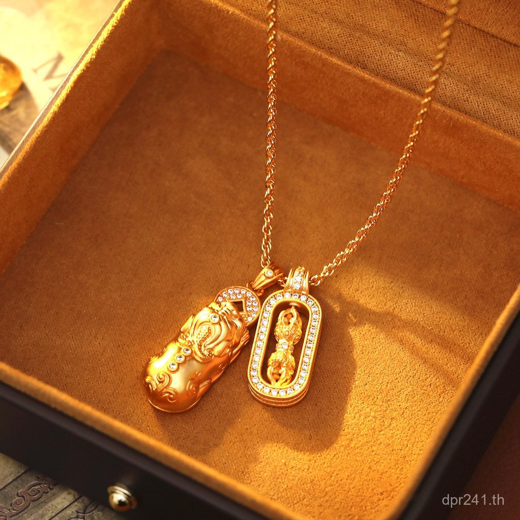 สร้อยคอทองแท้พร้อมเทคนิกเคลือบเงา ออกแบบตามสไตล์จีนใหม่ อินเทรนด์สำหรับผู้หญิง PBE8