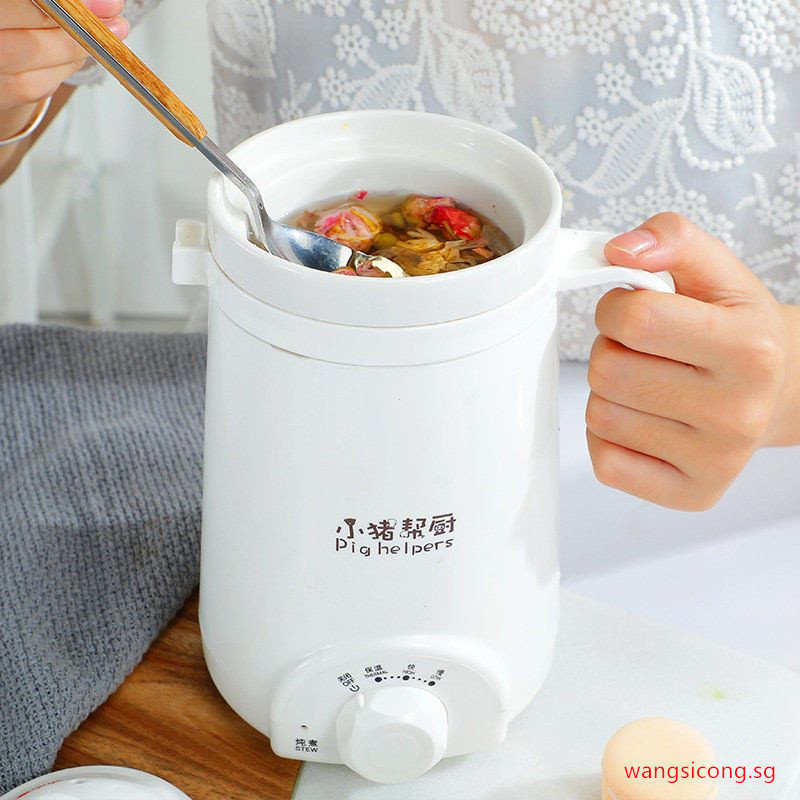 70W 0.5L หม้อหุงช้าหม้อสตูว์โล่ความร้อนนมสําหรับสํานักงานและสุขภาพบ้านมินิแบบพกพาไฟฟ้าถ้วยเซรามิค PS