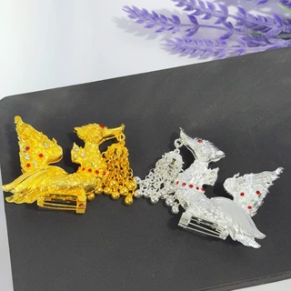 หงส์ อุปกรณ์ DIYสร้อยสังวาลย์ หงส์มีกุหลาบทองคำสีทองสีเงิน