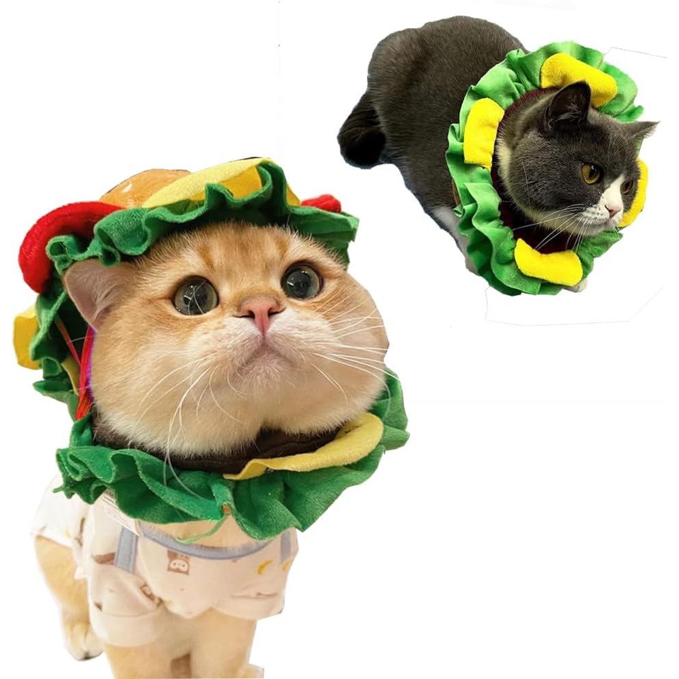 ANIAC Funny Hamburger Hat for Cat Dog Halloween Costume Decorative Fries Pet Cap Soft Puppy Recovery