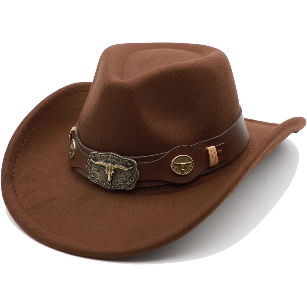Western Cowboy Hat for Men Cowgirl Hat for Women Unisex Wide Brim Felt Fedora Hats Classic Cowboy Ha